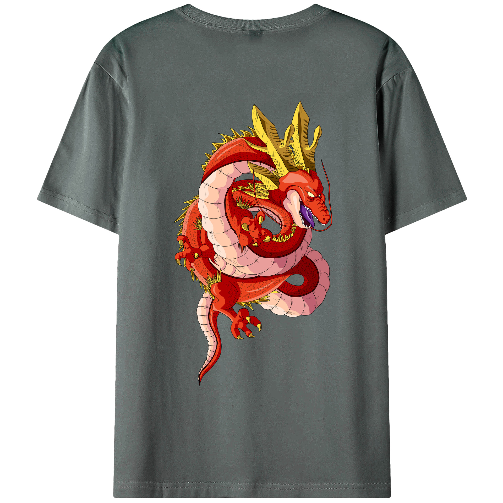 （画像用） ドラゴンボール 神龍 シェンロン DRAGON BALL Shenron 綿100％ メンズ半袖Tシャツ（バックプリント） 通気性